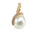 Modern South Sea Pearl and Diamond Pendant