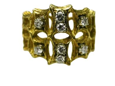 Vintage Diamond and Nugget Gold Ring