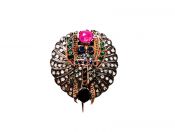 Victorian Sapphire Ruby Emerald Diamond Scarab Brooch