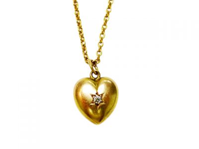 Victorian Gold and Diamond Heart Pendant