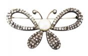 Victorian Pearl and Diamond Butterfly Brooch