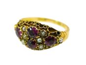 Victorian Garnet and Seed Pearl Ring