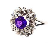 Vintage Amethyst and Diamond Cluster Ring
