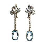 Vintage Aquamarine and Diamond Drop Earrings