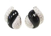 Vintage Black Onyx and Diamond Earrings