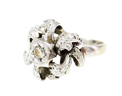Vintage Diamond Solitaire Bow Ring