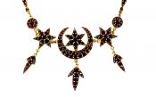 Vintage Garnet Crescent Star Necklace