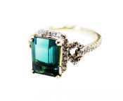Vintage Green Tourmaline and Diamond Ring