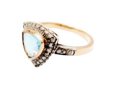 Vintage Inspired Aquamarine and Diamond Ring