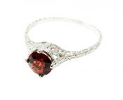 Vintage Inspired Garnet Solitaire Ring