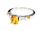 Vintage Inspired Orange Sapphire and Diamond Ring
