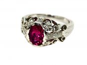 Vintage Inspired Pink Tourmaline and Diamond Ring