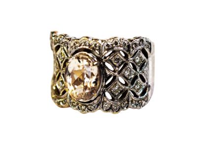 Vintage 2.32ct Kunzite and Diamond 18kt Ring