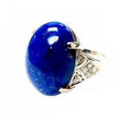Vintage 17.13ct Lapis and Diamond 14kt Ring