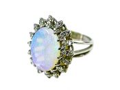 Vintage Opal and Diamond Cluster Ring