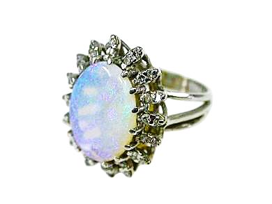 Vintage Opal and Diamond Cluster Ring