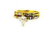 Vintage Pear Diamond Wedding Ring Set 
