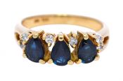 Vintage 1.35ct Pear Sapphire and Diamond 18kt Ring