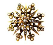 Vintage Pearl Star Burst Snowflake Brooch Pendant