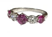 Vintage Pink Sapphire and Diamond Ring