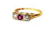 Vintage Pink Sapphire and Diamond Ring
