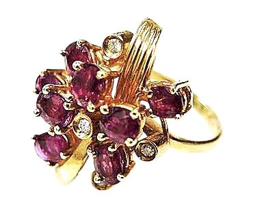 Vintage Ruby and Diamond Cluster Ring
