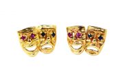 Vintage Ruby and Sapphire Comedy and Tradegy Cufflinks