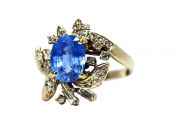 Vintage 3.32ct Sapphire and Diamond 14kt Ring