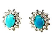 Vintage Turquoise and Diamond Earrings
