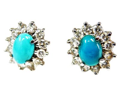 Vintage Turquoise and Diamond Earrings