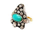 Vintage Turquoise and Diamond Ring