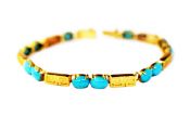 Vintage Turquoise and Greek Key Bracelet