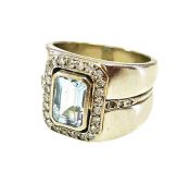 Vintage Aquamarine and Diamond Ring