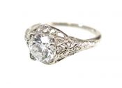 Vintage 1.11ct European Cut Diamond Platinum Engagement Ring