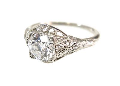 Vintage 1.11ct European Cut Diamond Platinum Engagement Ring