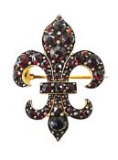Vintage Garnet Fleur-de-lys Brooch