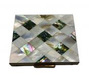 Vintage Mother of Pearl and Abalone Powder Compact