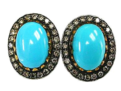 Vintage Style Turquoise and Diamond Earrings