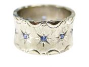 White Gold and Sapphire 14kt Band