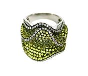 Wavy 4.03ct Yellow Sapphire and Diamond 18kt Ring
