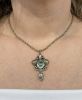 Antique 1.97ct Aquamarine Leaf and Bead Pendant in 14kt Yellow Gold