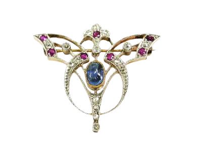 Antique Sapphire Diamond Brooch