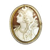 Antique Carved Conch Shell Cameo Brooch