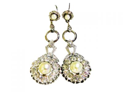 Antique Diamond and Pearl Earrings