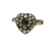 Antique Ruby and Diamond Heart Ring