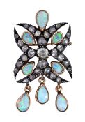 Antique 2.44ct Opal Brooch in 10kt Rose Gold and Silver
