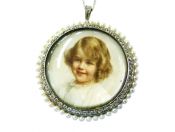 Antique Ryrie Pearl and Diamond Portrait Pendant with chain
