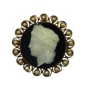 Antique Carved Hardstone Banded Agate Cameo
