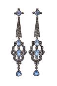 Vintage .44ct Aquamarine Chandelier 18kt Earrings