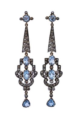 Vintage .44ct Aquamarine Chandelier 18kt Earrings